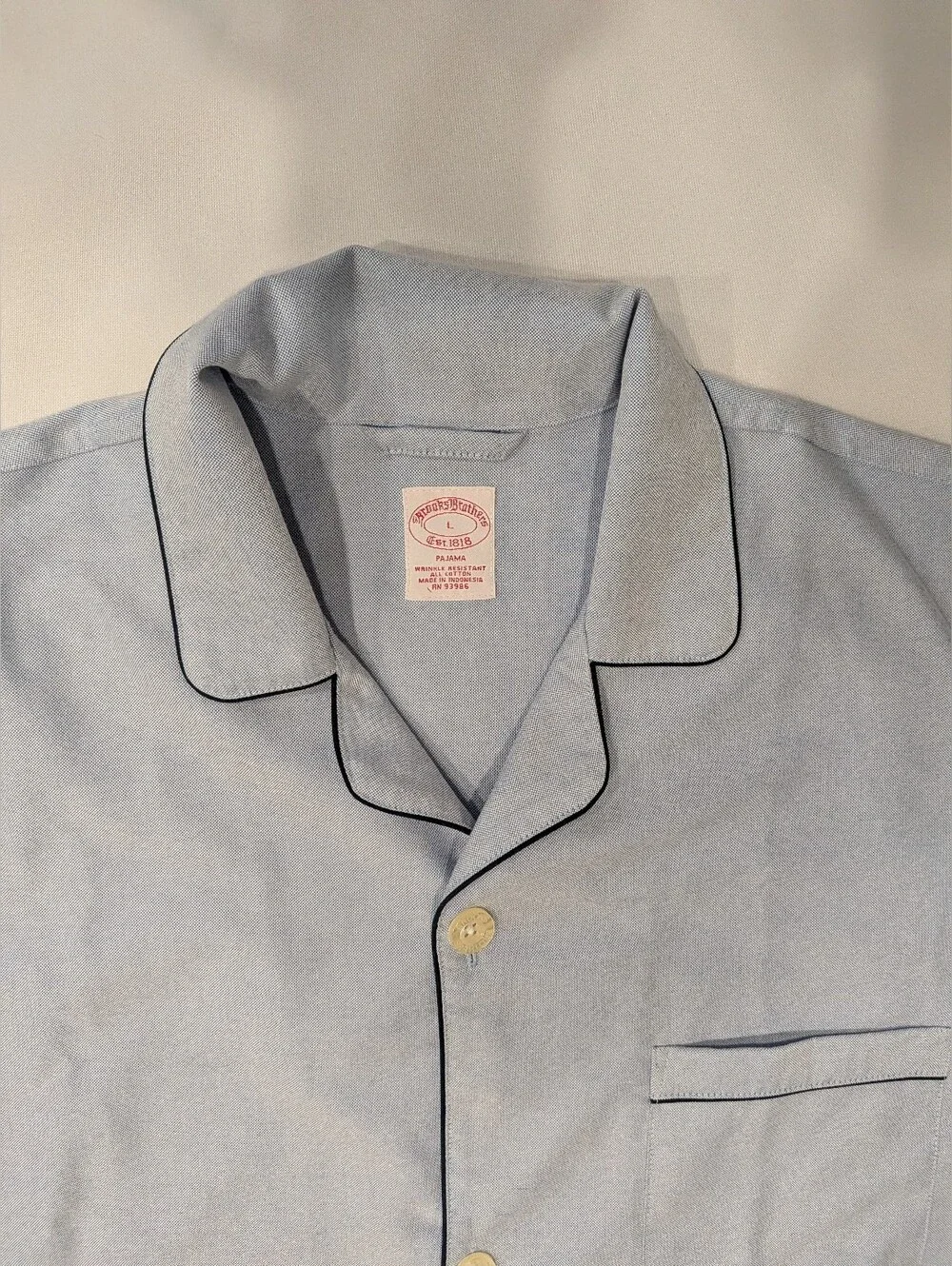 NWOT Brooks Brothers Men's Cotton Broadcloth Long sleeve Tattersall Pajama Top L